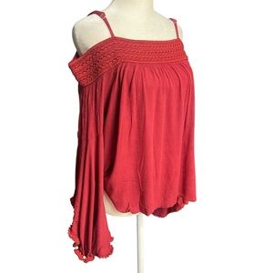 Bow & Arrow Women's  Off-Shoulder Top Size S Burgundy Bell Sleeves Boho Hippie